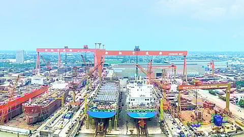 Yangzijiang Shipbuilding's facilities in Taizhou, Jiangsu province