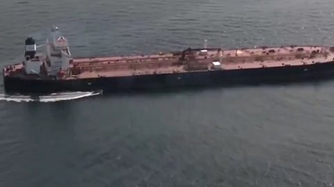 Screenshot of video showing French authorities boarding suspected shadow fleet tanker Boracay