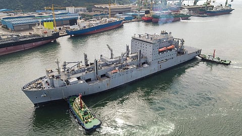 USNS Alan Shepard arriving in Ulsan for its scheduled overhaul at HD Hyundai Heavy Industries in Ulsan, South Korea
