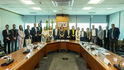 Petrobras' executive board during a contract signing event at Petrobras headquarters