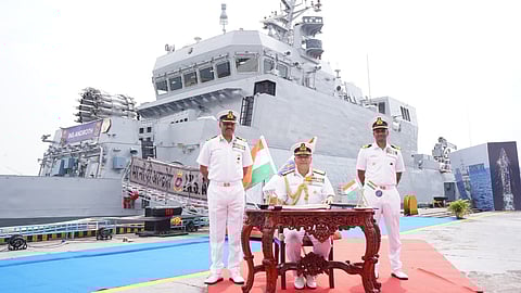 Commissioning ceremony of the Indian Navy anti-submarine corvette INS Androth in Visakhapatnam, October 6, 2025