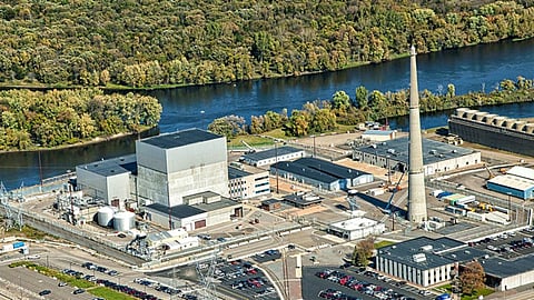 Xcel Energy's nuclear power plant in Monticello, Minnesota. The plant is situated near the Mississippi River.