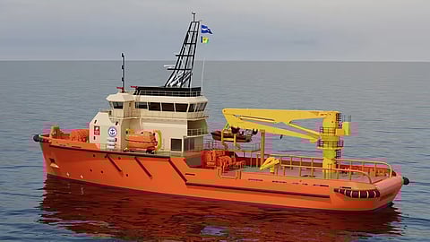 Rendering of an offshore support tug Chomex Marino Woodside Energy