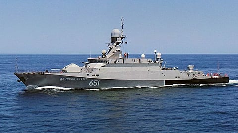 The Russian Navy Project 21631 missile corvette Velikiy Ustyug, a sister ship of Grad