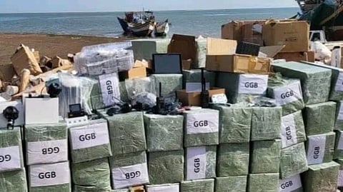 The Houthi war materiel seized by Yemen's Southern Giants Brigades opposition faction