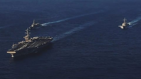 US Navy Sailors, from Marine Corps Base Camp Lejeune, North Carolina celebrate the US Navy's 247th birthday on October 13, 2022