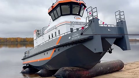 Launch of the Project TSK.395 pusher tug Vasily Vereshchagin