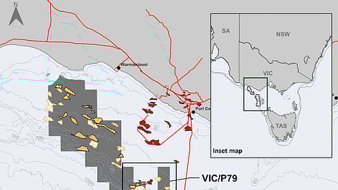 VIC/P79 and T/49P exploration permits with the Essington-1 well location