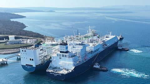 LNG carrier Gaslog Gladstone at the LNG Hrvatska terminal, Krk island