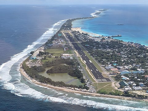Funafuti, an atoll that serves as the capital of the island nation of Tuvalu