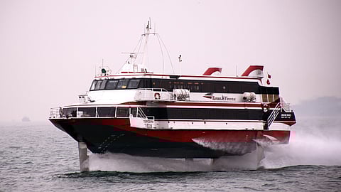 A Boeing hydrofoil ferry operating on the route between Hong Kong and Macau, 2007