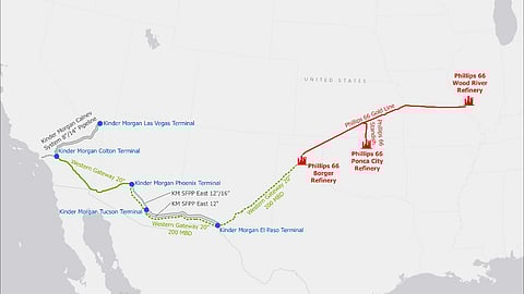 Map of proposed Western Gateway oil pipeline