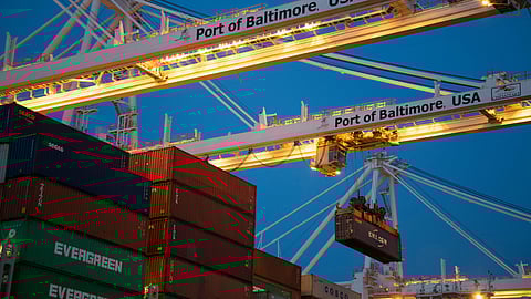 Cranes handling containers at the Port of Baltimore