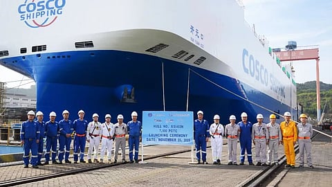 Launch of Santoku Senpaku's newest pure car and truck carrier, November 28, 2025