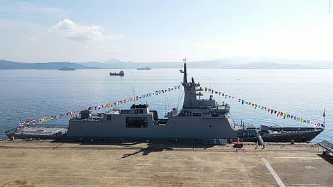 BRP Diego Silang, the Philippine Navy's second Miguel Malvar-class frigate, during her commissioning ceremony at Naval Operating Base Subic, December 2, 2025
