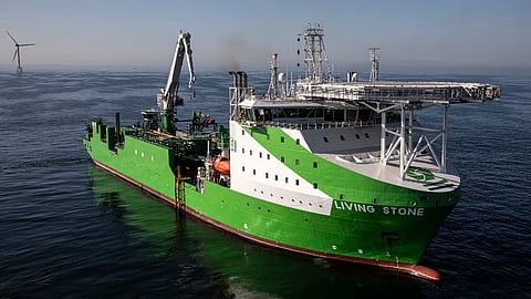 A DEME offshore wind installation vessel
