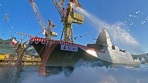 Launch of Yoshii, the 12th and final Mogami-class frigate ordered by JMSDF