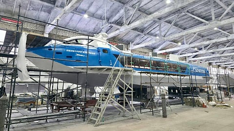 The Russian Project 23180 hydrofoil ferry Politruk Klochkov while in the final stages of construction