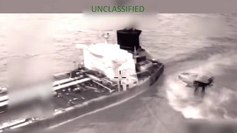 Screenshot of video showing US forces approaching Venezuela-linked tanker Olina