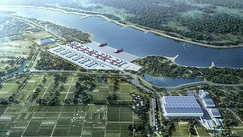 Artist's impression of the completed shipyard on the Gan River in Nanchang, China