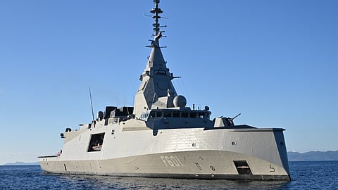 The Hellenic Navy FDI HN frigate HS Kimon in the Saronic Gulf