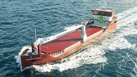 Rendering of K. Sætre Rederi's new fully electric cargo ship