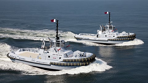 Artist's impression of two 32-metre ASD tugs for naval use