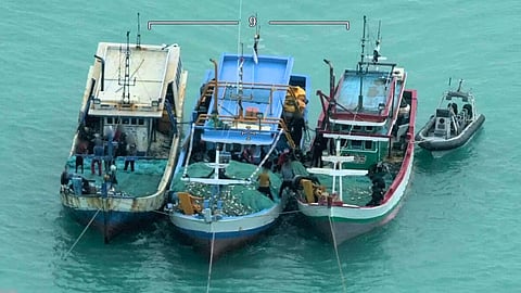 Indonesian boats that were seized for illegal fishing in Torres Strait within Australia's exclusive economic zone, January 24, 2026