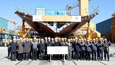 Keel-laying ceremony for the Republic of Korea Navy's fifth Chungnam-class frigate