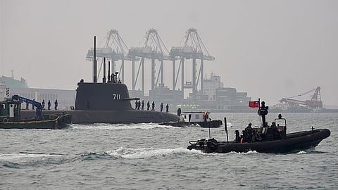 Taiwan's first domestically developed submarine, Narwhal, undergoing sea trials