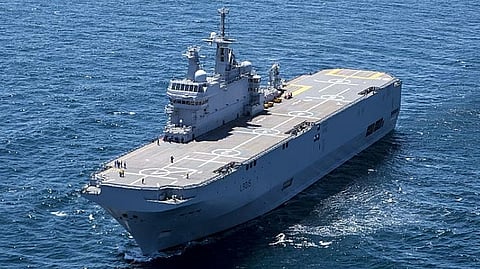 The French Navy landing helicopter dock Dixmude in 2015