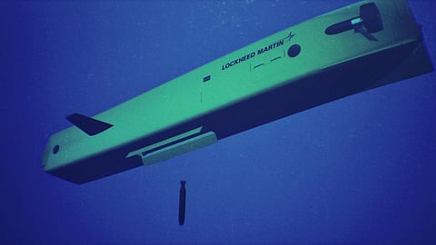 Artist's impression of a Lamprey AUV deploying a decoy countermeasure