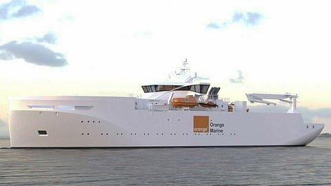 Rendering of an Orange Marine cable laying vessel