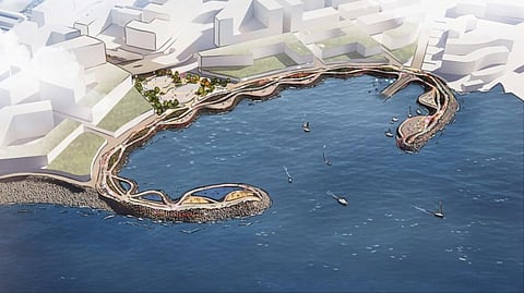Visualisation showing the proposed breakwaters and shore protection in the Granger Bay precinct