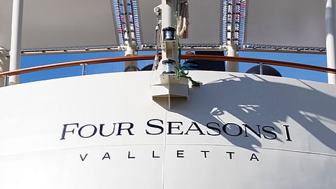 Close-up of Four Seasons I's stern