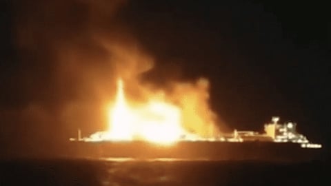 Arctic Metagaz on fire in the Mediterranean