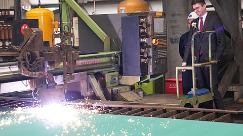 Cutting of the first steel for Deutsche Offshore Schifffahrt's new commissioning service operation vessel at Huangpu Wenchong Shipbuilding, March 5, 2026