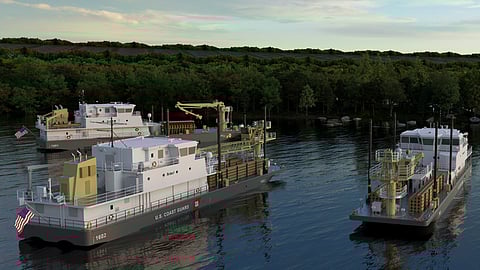 Rendering of three US Coast Guard waterways commerce cutters