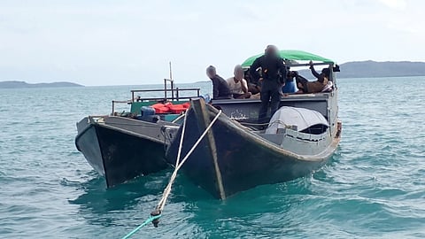 The suspected illegal fishing boats near Trochus Island, March 7, 2026