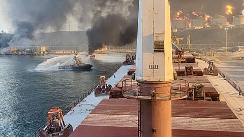 Port of Salalah following an Iranian drone attack