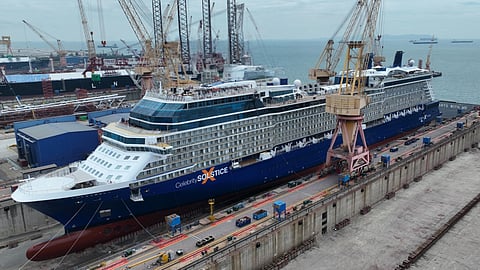 Celebrity Solstice at Seatrium's Tuas Boulevard yard in Singapore
