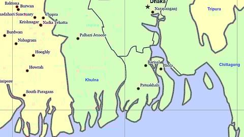 Map showing southern Bangladesh including Bhola district
