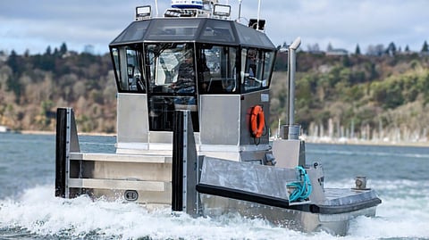 Silverback Marine's truck-transportable tug during trials