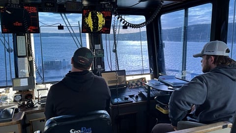 Crew on bridge navigating the Kennebec River