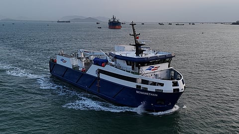 Menawethan during sea trials off Vietnam