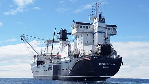 Krill harvesting vessel Antarctic Sea