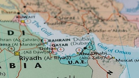 Middle east map, qatar iran saudi arabia united arab emirates