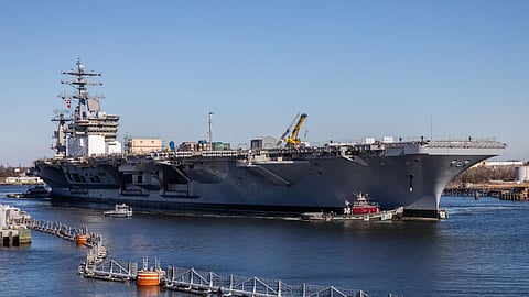 The US Navy Nimitz-class aircraft carrier USS Dwight D. Eisenhower