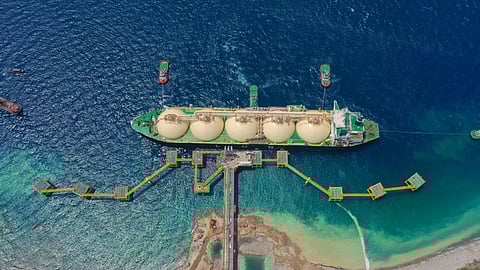 LNG carrier at a terminal
