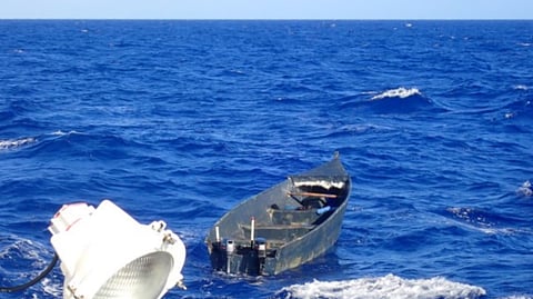 The boat used in the illegal migration attempt off Puerto Rico, April 20, 2026